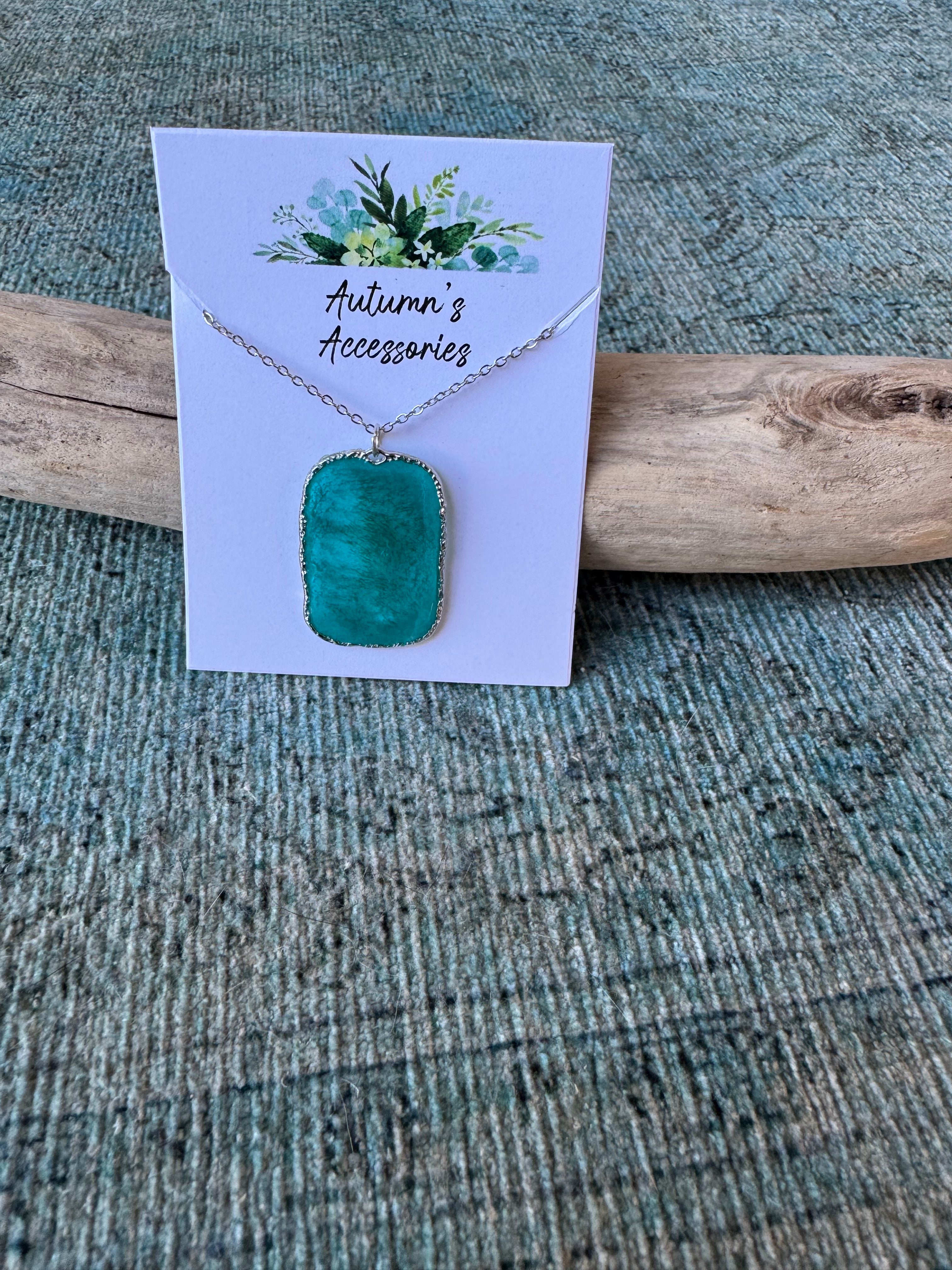 Real Teal Silver Necklace