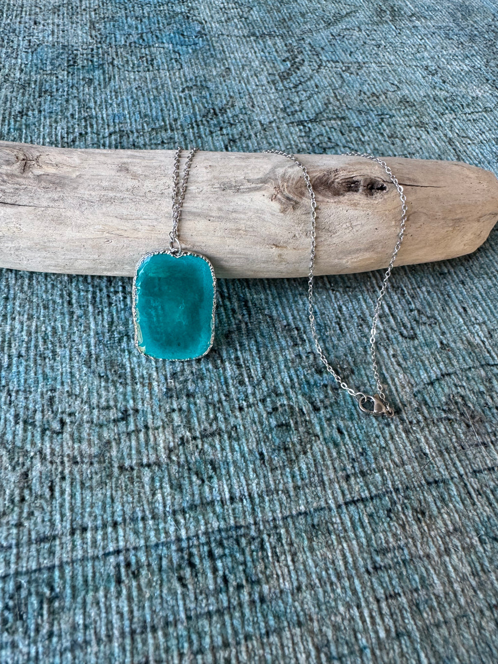 Real Teal Silver Necklace