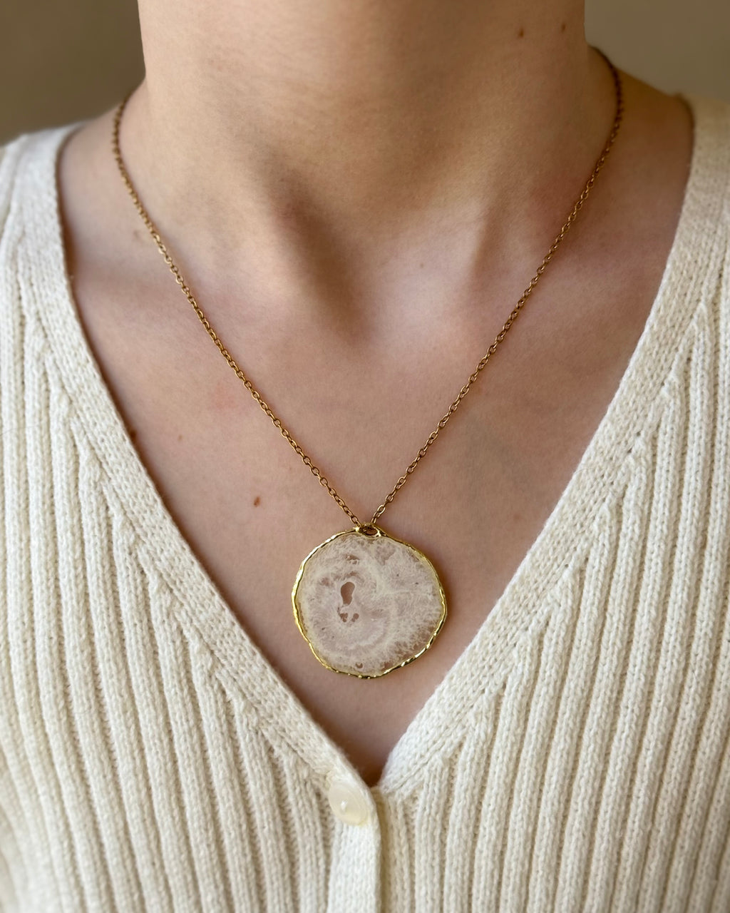 Marshmallow Cream Gold Necklace