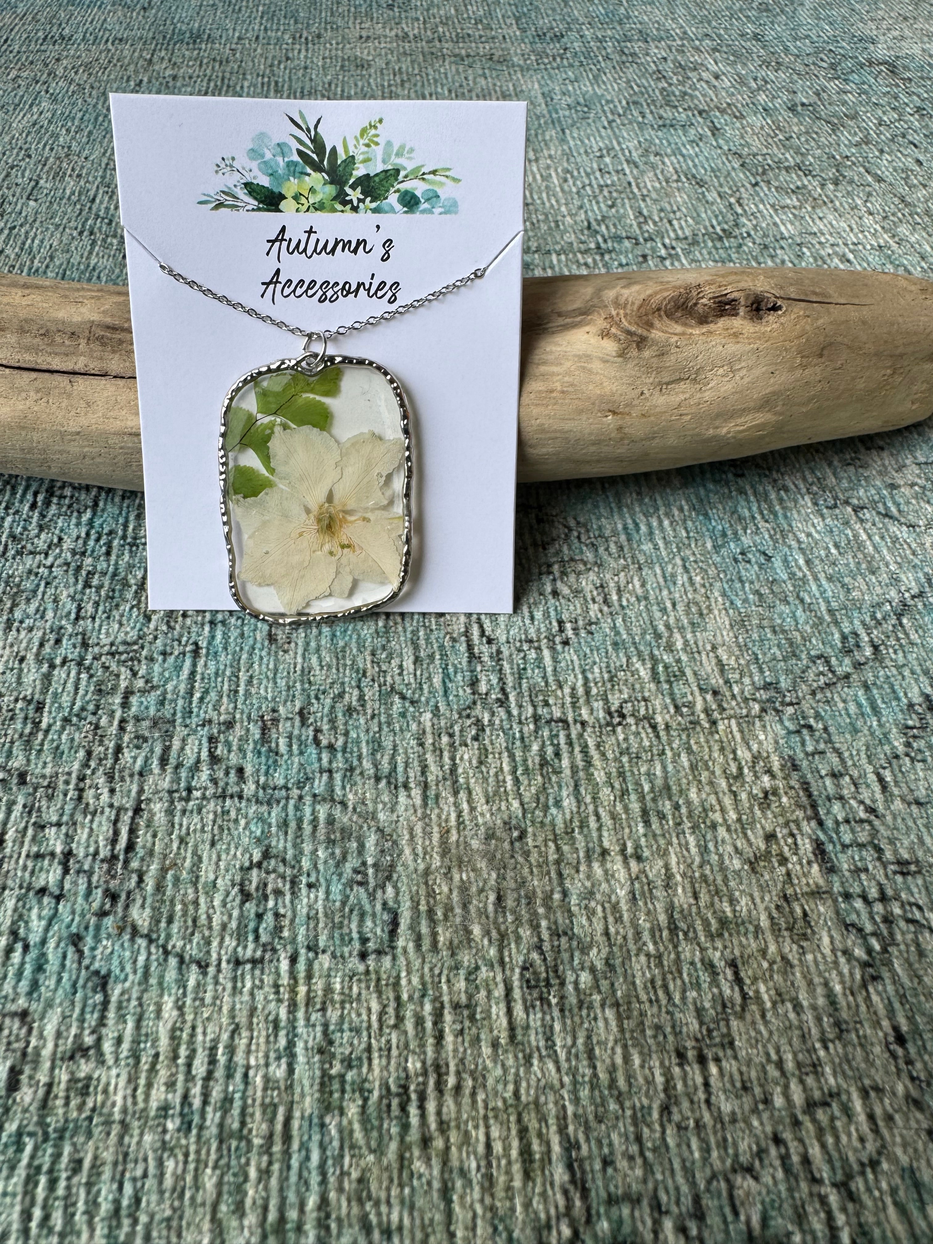 Floral Suede Silver Necklace