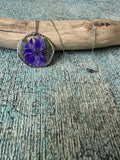 Purple Velvet Silver Necklace