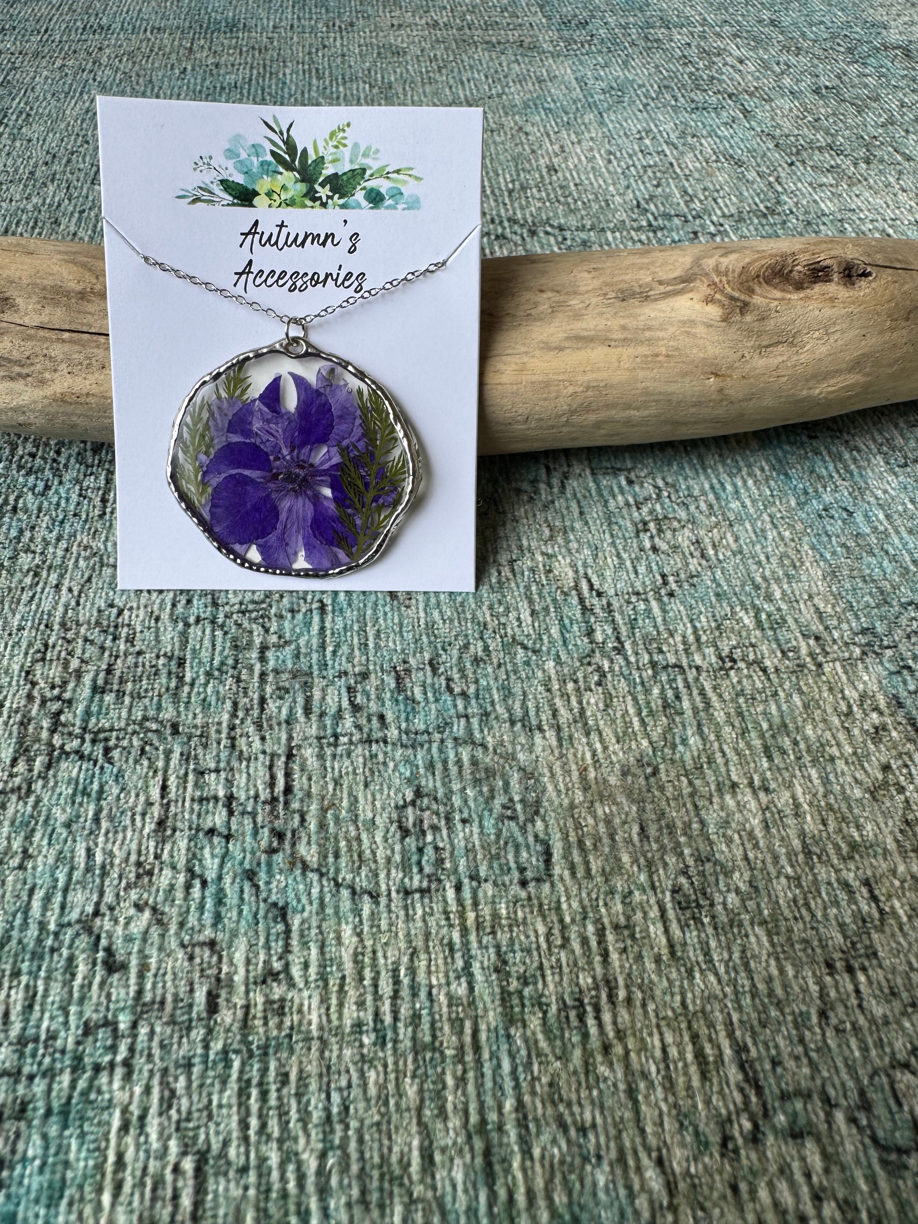 Purple Velvet Silver Necklace
