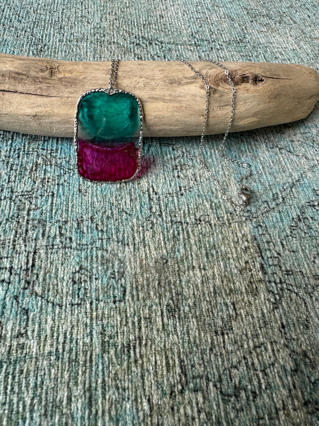Stained Glass Silver Necklace