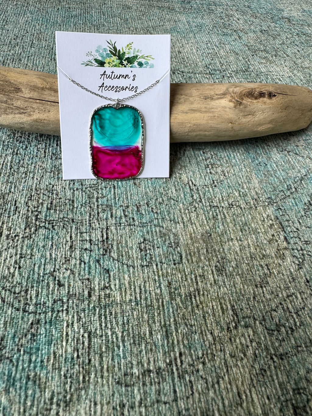 Stained Glass Silver Necklace