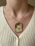 Floral Suede Silver Necklace
