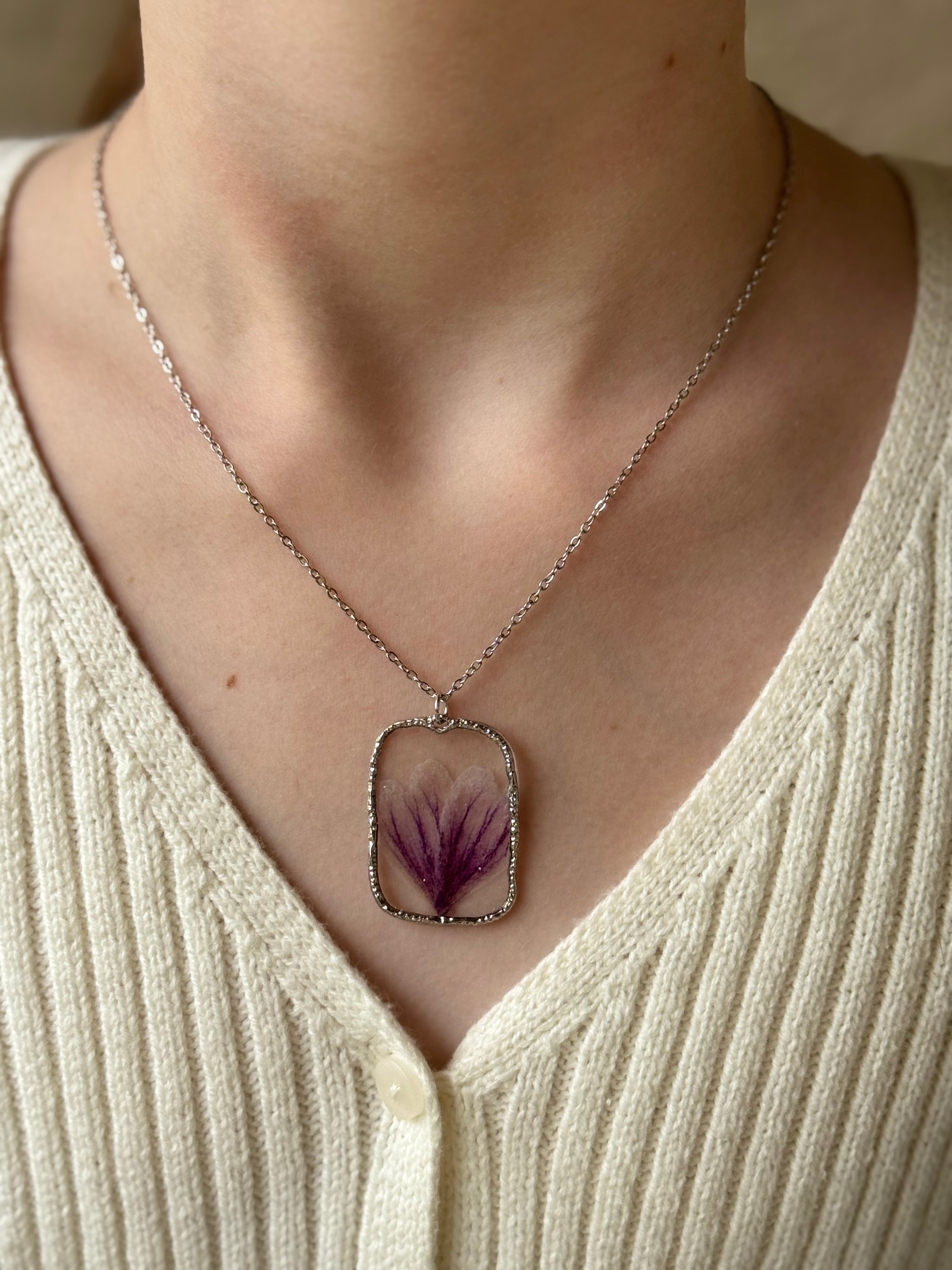 Coral Petals Silver Necklace